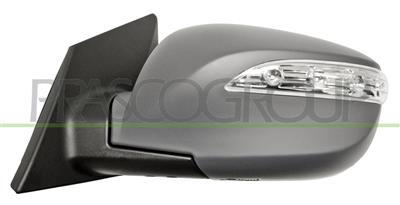 DOOR MIRROR LEFT-ELECTRIC-FOLDABLE-PRIMED-WITH LAMP-CONVEX-CHROME-8H7P