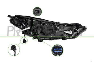 SCHEINWERFER LINKS H7+H7+H7-MIT LWR-MIT MOTOR-MIT TAGFAHRLICHT-LED-SCHWARZ