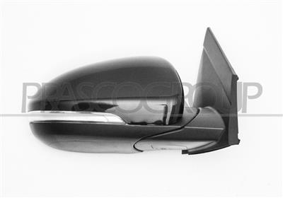 DOOR MIRROR RIGHT-ELECTRIC-BLACK-HEATED-WITH LAMP-CONVEX-CHROME