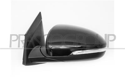 DOOR MIRROR LEFT-ELECTRIC-BLACK-HEATED-WITH LAMP-FOLDABLE-CONVEX-CHROME