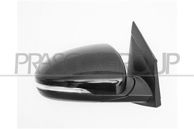DOOR MIRROR RIGHT-ELECTRIC-BLACK-WITH LAMP-FOLDABLE-CONVEX-CHROME