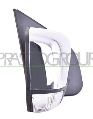 DOOR MIRROR RIGHT-ELECTRIC-BLACK-WITH LAMP-CONVEX-CHROME-WITH CHROME COVER