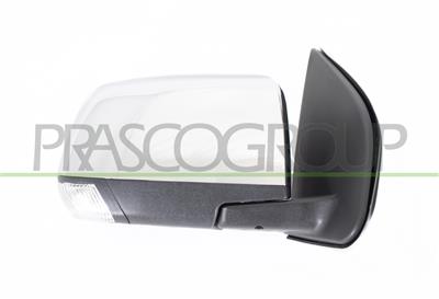 DOOR MIRROR RIGHT-ELECTRIC-BLACK-FOLDABLE-WITH LAMP-CONVEX-CHROME-WITH CHROME COVER