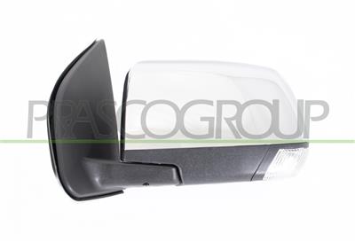 DOOR MIRROR LEFT-ELECTRIC-BLACK-FOLDABLE-WITH LAMP-CONVEX-CHROME-WITH CHROME COVER