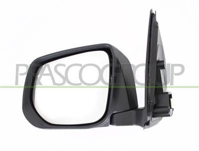 DOOR MIRROR LEFT-ELECTRIC-BLACK-FOLDABLE-WITH LAMP-CONVEX-CHROME-WITH CHROME COVER