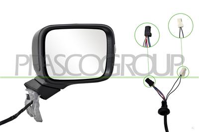 DOOR MIRROR RIGHT-ELECTRIC-BLACK-HEATED-WITH SENSOR-WITH LAMP-CONVEX-CHROME-8 PINS