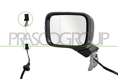 DOOR MIRROR LEFT-ELECTRIC-BLACK-HEATED-WITH LAMP-ASPHERICAL-6 PINS