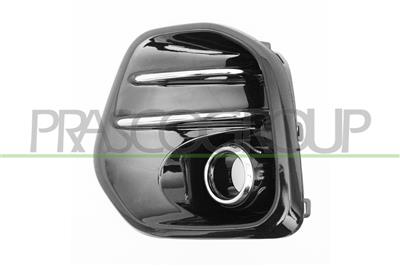 BUMPER GRILLE RIGHT-BLACK-GLOSSY-WITH FOG LAMP HOLES-WITH CHROME FRAME AND CHROME MOLDING