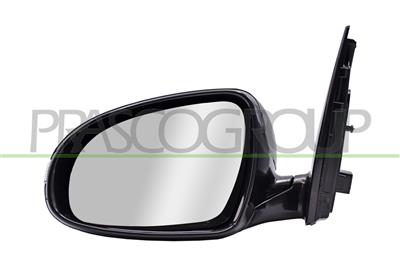 DOOR MIRROR LEFT-ELECTRIC-BLACK-WITH LAMP-FOLDABLE-CONVEX-CHROME