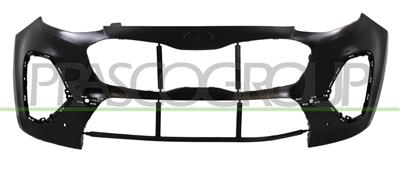 FRONT BUMPER-BLACK-SMOOTH-FINISH TO BE PRIMED-WITH PDC HOLE+SENSOR HOLDERS-WITH CUTTING MARKS FOR PARK ASSIST