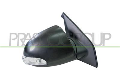 DOOR MIRROR RIGHT-ELECTRIC-BLACK-WITH LAMP-CONVEX-CHROME