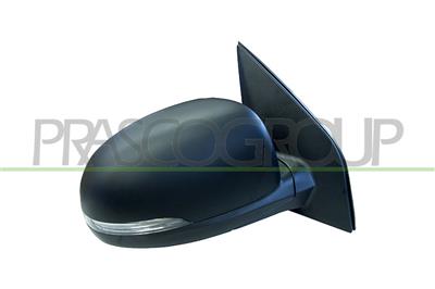 DOOR MIRROR RIGHT-ELECTRIC-BLACK-WITH LAMP-CONVEX-CHROME