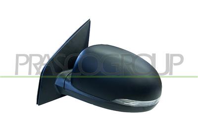 DOOR MIRROR LEFT-ELECTRIC-BLACK-WITH LAMP-CONVEX-CHROME