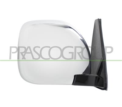 DOOR MIRROR RIGHT-MANUAL BLACK-CONVEX-CHROME-WITH CHROME COVER