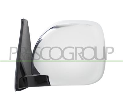 DOOR MIRROR LEFT-MANUAL-BLACK-CONVEX-CHROME-WITH CHROME COVER