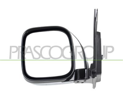 DOOR MIRROR LEFT-MANUAL-BLACK-CONVEX-CHROME-WITH CHROME COVER