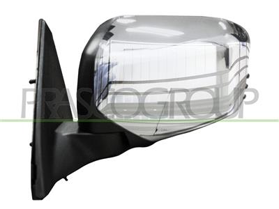 DOOR MIRROR LEFT-MANUAL-BLACK-ASPHERICAL-CHROME-WITH CHROME COVER