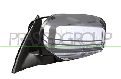 DOOR MIRROR LEFT-ELECTRIC-BLACK-CONVEX-CHROME-WITH CHROME COVER