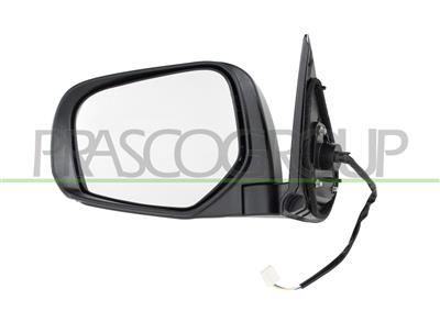 DOOR MIRROR LEFT-ELECTRIC-BLACK-CONVEX-CHROME-WITH CHROME COVER