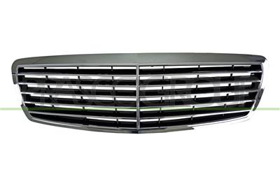 RADIATOR GRILLE-COMPLETE-BLACK-PAINTED-WITH CHROME FRAME AND MOLDINGS