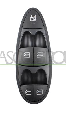 FRONT DOOR LEFT WINDOW REGULATOR PUSH-BUTTON PANEL-BLACK-WITH BLACK RIM-4 SWITCHES-3 PINS
