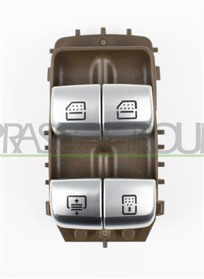 FRONT DOOR RIGHT WINDOW REGULATOR PUSH-BUTTON PANEL-BROWN-2 SWITCHES-WITH REAR SUN PROTECTION FUNCTION-3 PINS