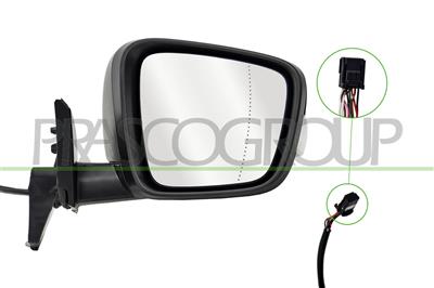 DOOR MIRROR RIGHT-ELECTRIC-BLACK-HEATED-WITH LAMP-WITH SENSOR-ASPHERICAL-9 PINS