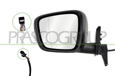 DOOR MIRROR LEFT-ELECTRIC-BLACK-HEATED-WITH LAMP-ASPHERICAL-7 PINS