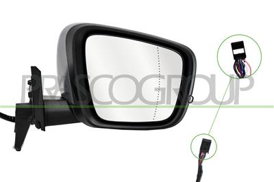 DOOR MIRROR RIGHT-ELECTRIC-PRIMED-HEATED-FOLDABLE-WITH LAMP-WITH SENSOR-ASPHERICAL-11 PINS