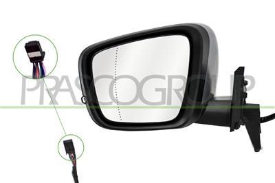 SPIEGEL LINKS-ELEKTRISCH-GRUNDIERT-HEIZBAR-ABKLAPPBAR-MIT BLINKER-ASPHAERISCH-9 PINS
