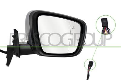 SPIEGEL RECHTS-ELEKTRISCH-GRUNDIERT-HEIZBAR-ABKLAPPBAR-MIT LED-BLINKER-MIT SENSOR-MIT BLIS-ASPHAERISCH-12 PINS