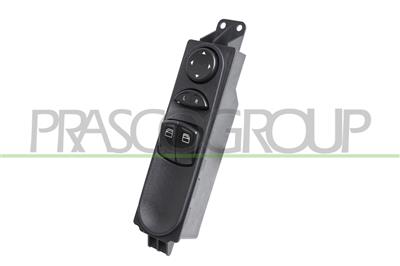 FRONT DOOR LEFT WINDOW REGULATOR PUSH-BUTTON PANEL-BLACK-2 SWITCHES-WITH MIRROR ADJUSTMENT FUNCTION-7 PINS