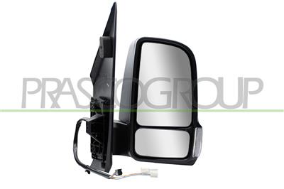 DOOR MIRROR RIGHT-ELECTRIC-HEATED-BLACK-WITH LAMP-SHORT ARM-CONVEX-7 PINS