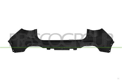 REAR BUMPER-BLACK-SMOOTH-FINISH TO BE PRIMED-WITH CUTTING MARKS FOR PARK ASSIST