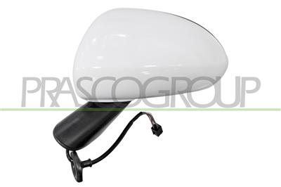 RETROVISORE SINISTRO-ELETTRICO-TERMICO-CALOTTA BIANCA-CON PRIMER-BRACCIO NERO-6H5P