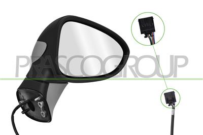 RETROVISORE DESTRO-ELETTRICO-CON PRIMER-TERMICO-CORPO NERO-GOFFRATO-CONVESSO-5 PINS