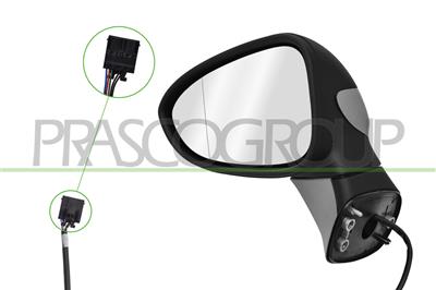 RETROVISORE SINISTRO-ELETTRICO-CON PRIMER-TERMICO-CORPO NERO-GOFFRATO-ASFERICO-5 PINS