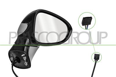 RETROVISORE DESTRO-ELETTRICO-CON PRIMER-TERMICO-CORPO NERO-LUCIDO-CONVESSO-5 PINS