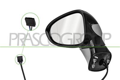 ESPEJO IZQUIERDO-ELECTRICO-IMPRIMADO-TERMICO-CUERPO NEGRO-BRILLANTE-ASFERICO-5 PINES