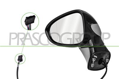 RETROVISORE SINISTRO-ELETTRICO-CON PRIMER-TERMICO-CHIUDIBILE-CORPO NERO-LUCIDO-ASFERICO-7 PINS