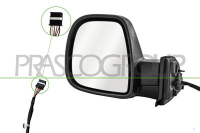 DOOR MIRROR LEFT-ELECTRIC-PRIMED-HEATED-FOLDABLE-CONVEX-7 PINS