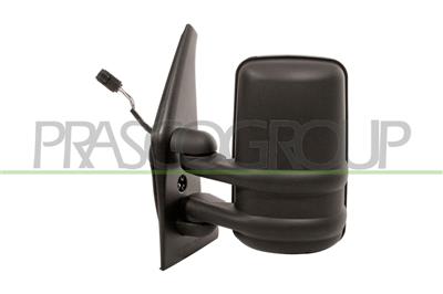 DOOR MIRROR LEFT-ELECTRIC-BLACK-HEATED-CONVEX-CHROME-SHORT ARM