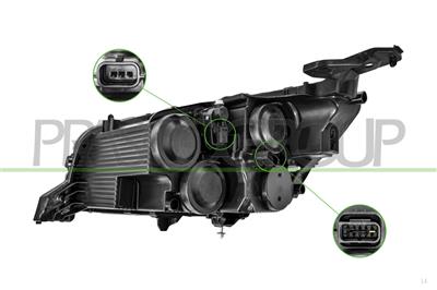 PROIETTORE DESTRO H9+H18-ELETTRICO-CON MOTORE-SENZA LUCE DIURNA-VERSIONE VALEO