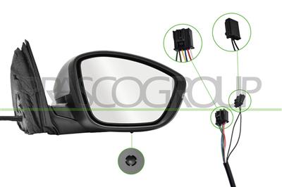 SPIEGEL RECHTS-ELEKTRISCH-GRUNDIERT-HEIZBAR-MIT SENSOR-MIT BLINKER-KONVEX-8 PIN