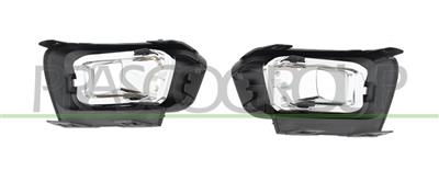 SATZ STOSSTANGENGITTER VORNE-SCHWARZ-MIT LOECHERN FUER NSW-GENARBT-MIT VERCHROMTER LEISTEN-FUER LED SCHEINWERFER-(RECHTS UND LINKS)