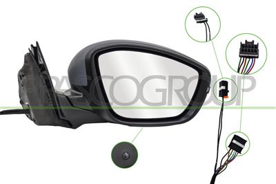 DOOR MIRROR RIGHT-ELECTRIC-PRIMED-HEATED-WITH LAMP-WITH SENSOR-CONVEX-8 PINS