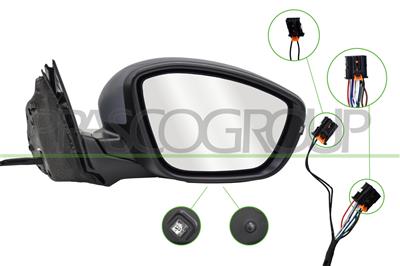 RETROVISORE DESTRO-ELETTRICO-CON PRIMER-TERMICO-CHIUDIBILE-CON FANALE-CON SONDA-CON LUCE CORTESIA-CONVESSO-12 PINS