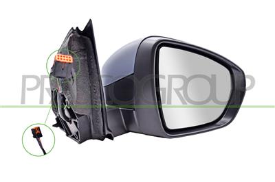 DOOR MIRROR RIGHT-ELECTRIC-HEATED-PRIMED-WITH SENSOR-WITH LAMP-CONVEX/CHROME-8 PINS