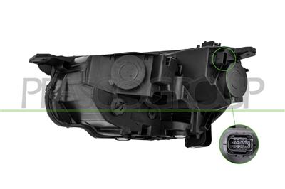HEADLAMP RIGHT H7+H1-ELECTRIC-WITH MOTOR-WITH DAY RUNNING LIGHT-LED