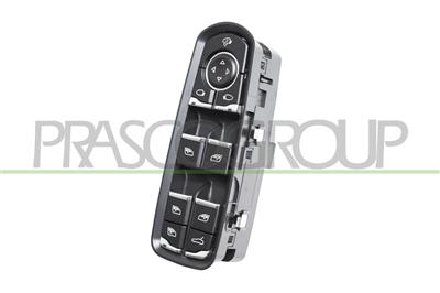 FRONT DOOR LEFT WINDOW REGULATOR PUSH-BUTTON PANEL-BLACK/CHROME EDGE-4 SWITCHES-13 PINS